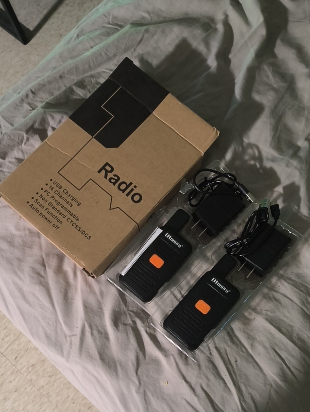 Walkie Talkie Two-Pack in Black with Orange Button